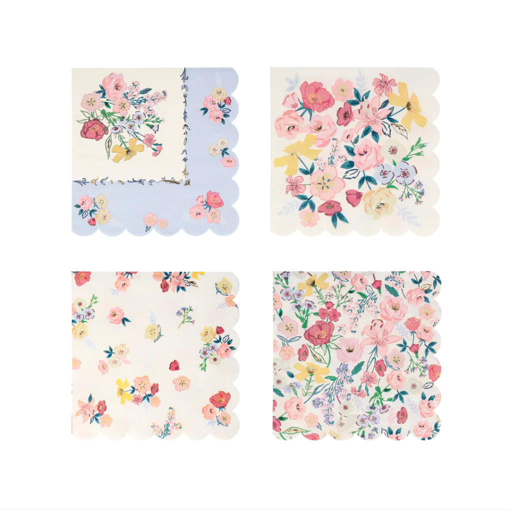 BLOMSTER / ENGELSK HAGE  - Store Servietter(x16)