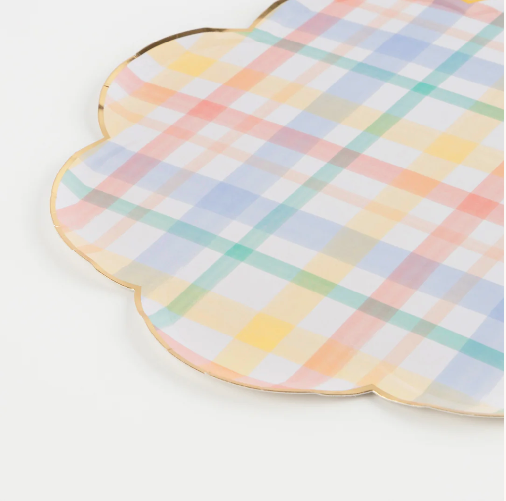 Plaid Pattern Side Plates (x 8)