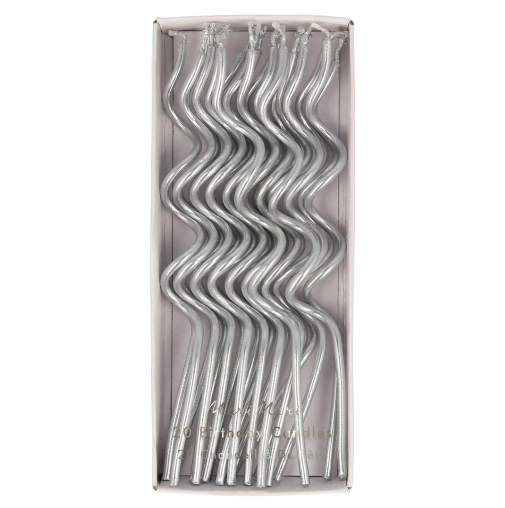Silver Swirly Candles (x 20)