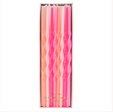 Pink Twisted Long Candles (x 16)